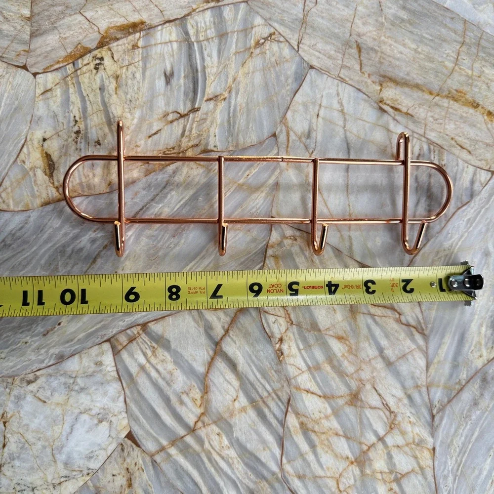 Copper 3 Hook Wall Mounted Key Holder Organizer Rack Entryway Storage